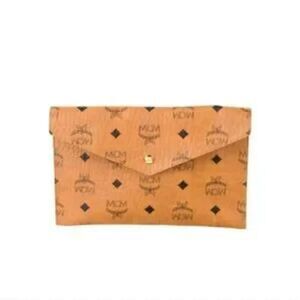 NIB - MCM Visetos Envelope Clutch In Cognac